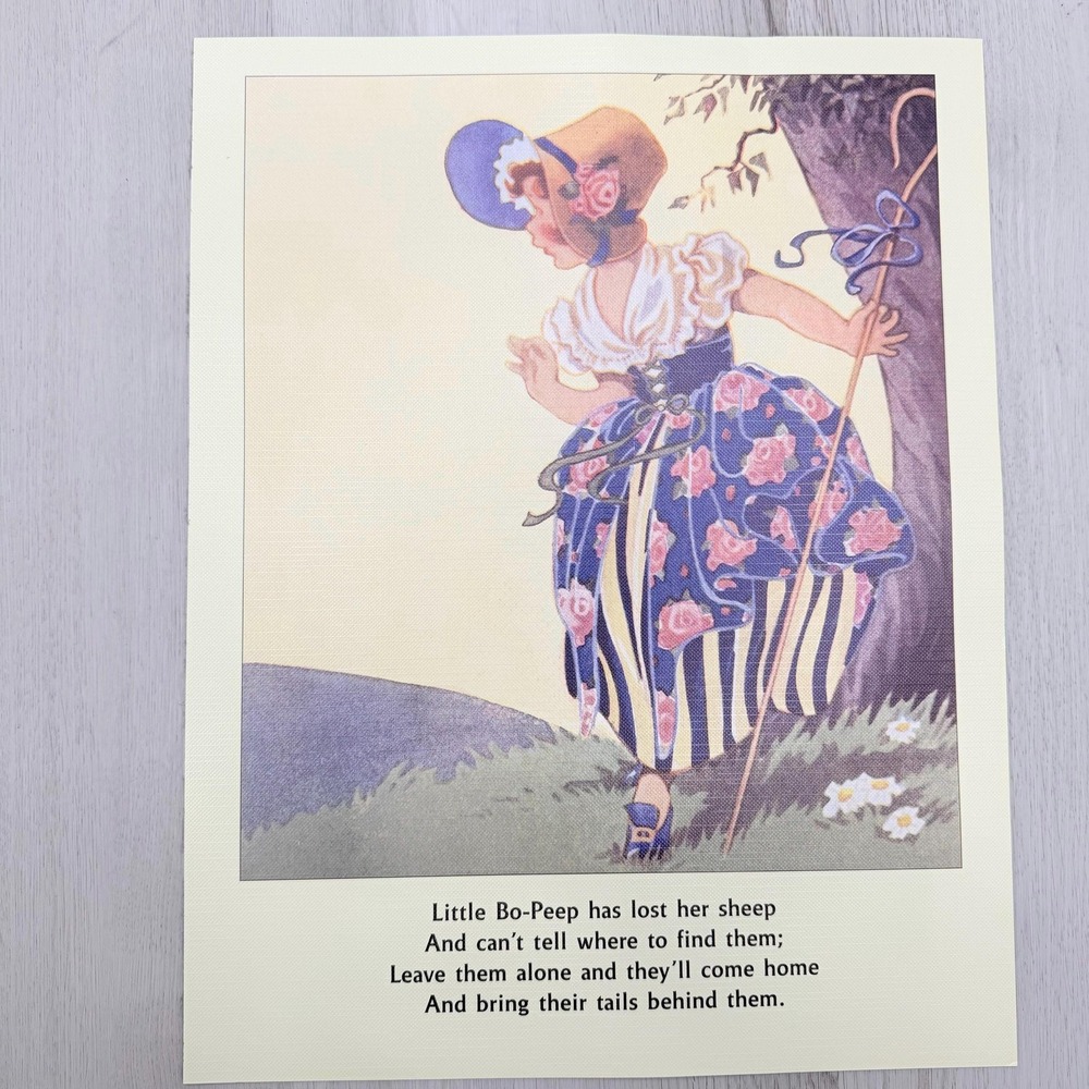 Nursery Rhyme Art Print 11x14 Little Bo Beep Cottagecore Kids Room